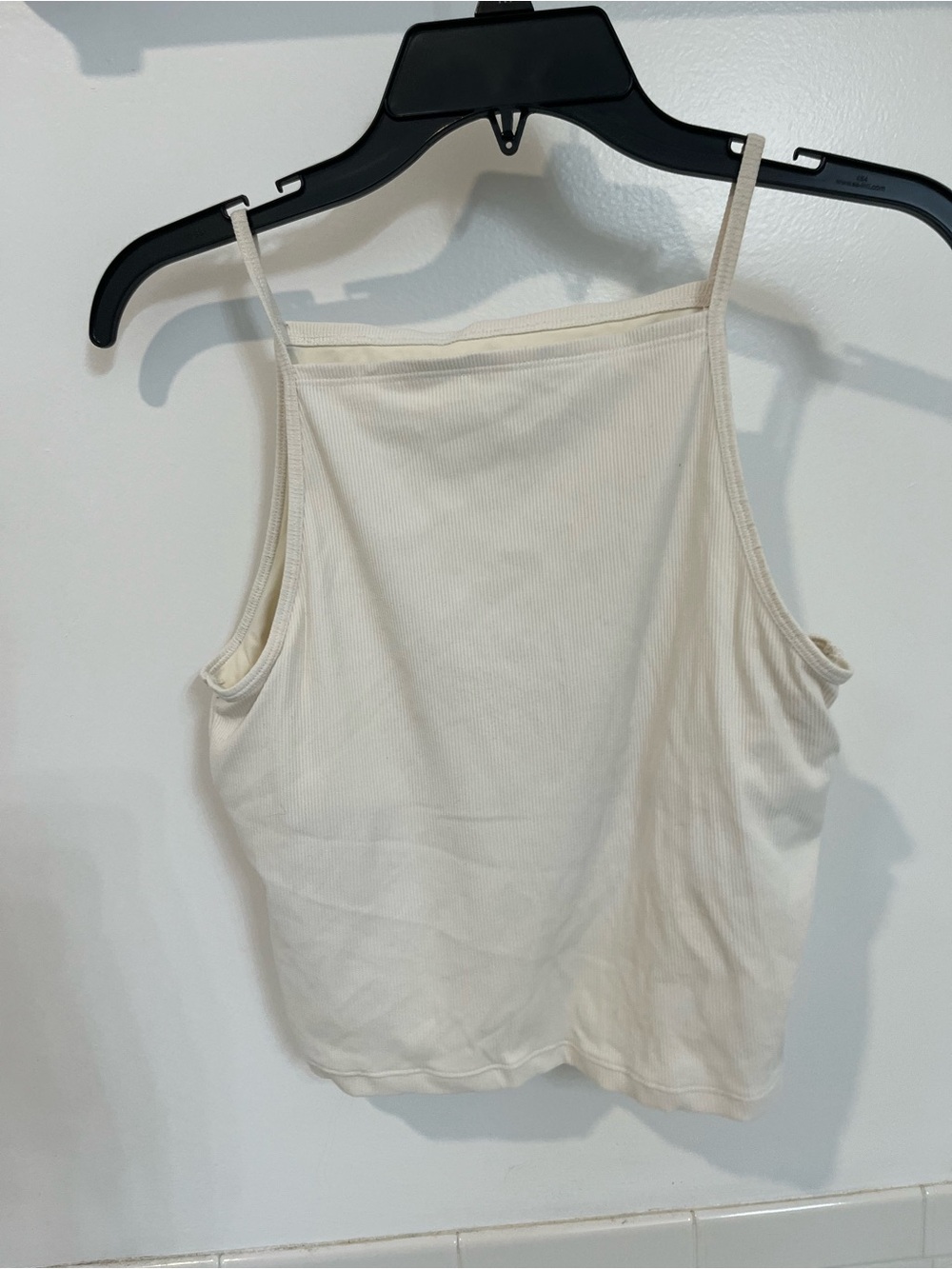 Outdoor Voices Cream Ribbed Square-Neck Cami